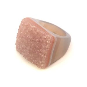 Carved Agate Druzy Ring